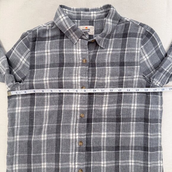 Marine Layer Gray Plaid Flannel Long Sleeve Button Front Shirt Size Small - Picture 6 of 7